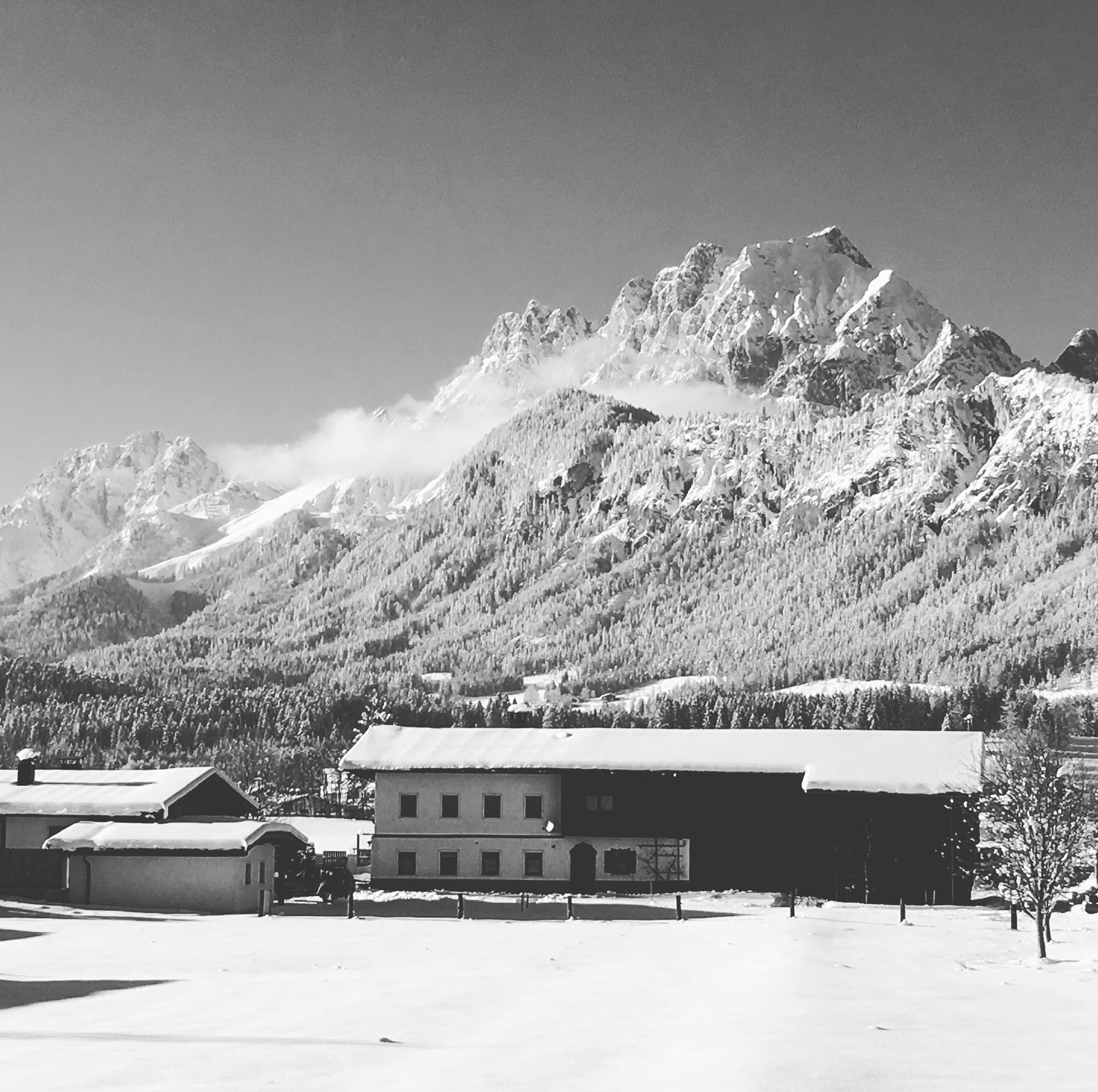 Laboreindrücke, Aussicht vom Arbeitsplatz im Winter bei Kargl Dent